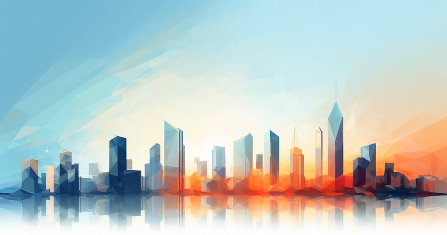Image of a cartoonish looking skyline 