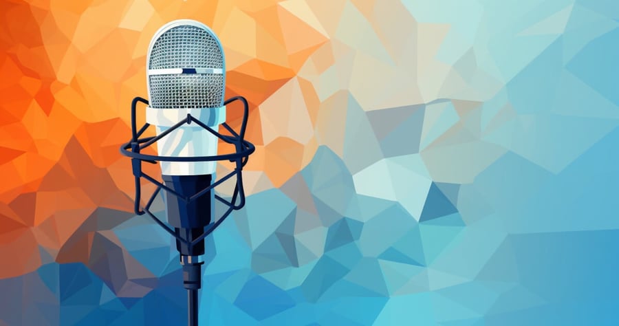 image of a microphone with colorful background
