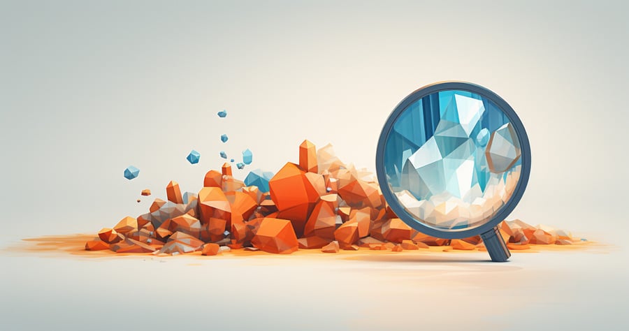 image of a magnifying glass looking at rocks