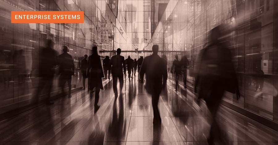Blog header image illustrating a professional environment that runs on enterprise systems. 