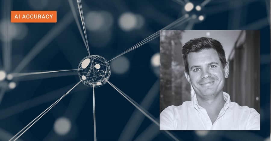 Header image for a blog on AI Accuracy with a representation of a network of nodes. 