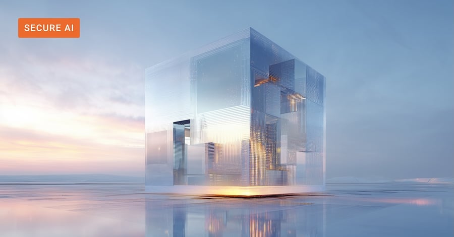 An abstract data center on an island, symbolizing how air-gapped AI is isolated from the internet at large. 