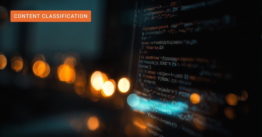 Automated content classification tools running on a screen, representing enterprise metadata management at scale.
