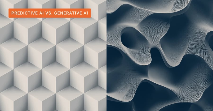 Two textures symbolizing predictive ai vs generative ai