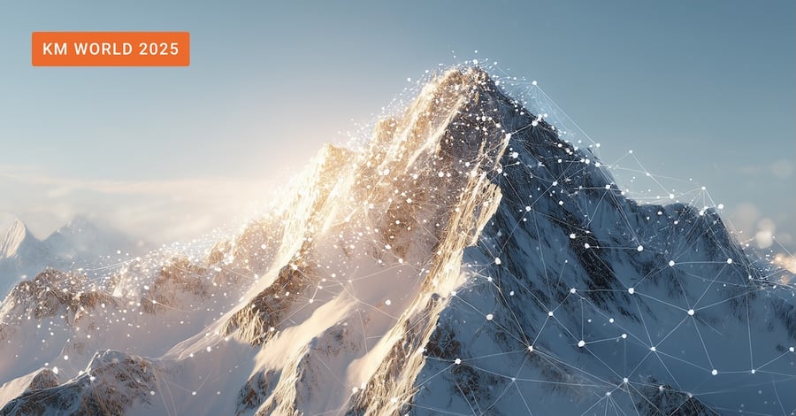 A mountain peak with an overlaid graph representing the journey from enterprise taxonomy to agentic AI.
