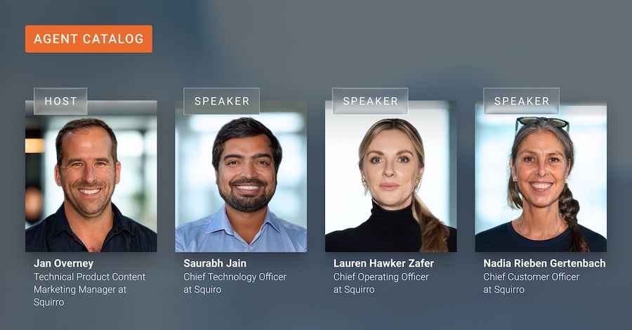 Webinar speakers for Building Enterprise AI That Compounds: host Jan Overney with Squirro's CTO, COO, and CCO