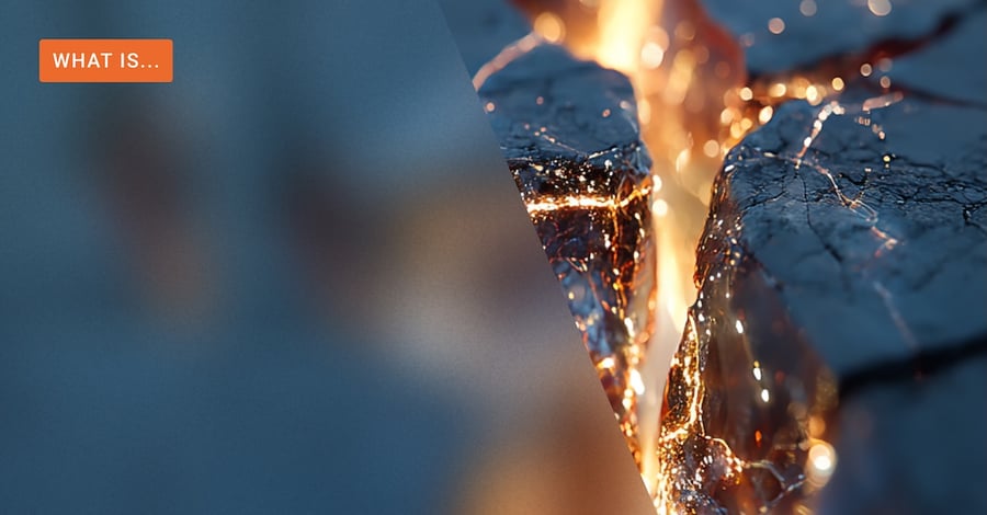 Half-blurred image of an fractured surface with lava, creatively illustrating the GenAI attack surface