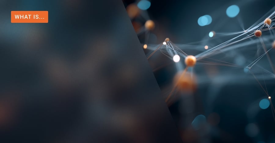 Partially veiled artistic rendering of a neural network representing a knowledge graph. 