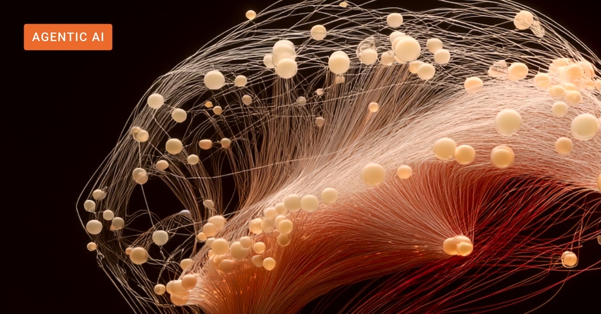 An abstract organic representation of a complex AI agent knowledge graph 