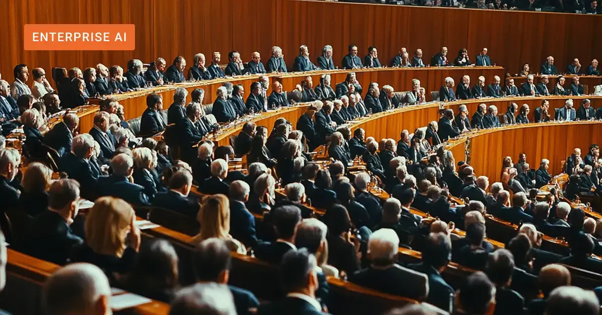 Visual of people in a government building