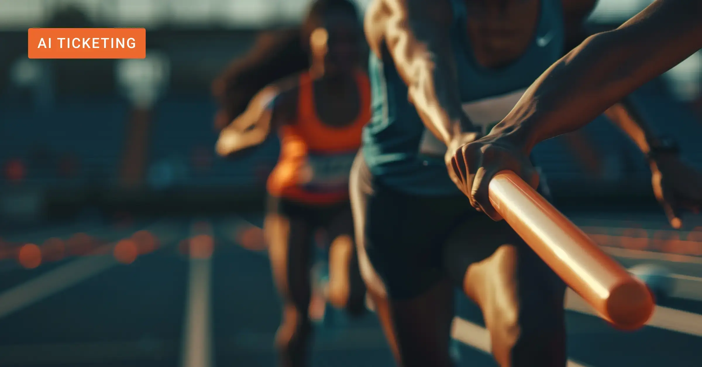 Runners passing on the baton on an AI Ticketing and Customer Service Management Blog Banner 