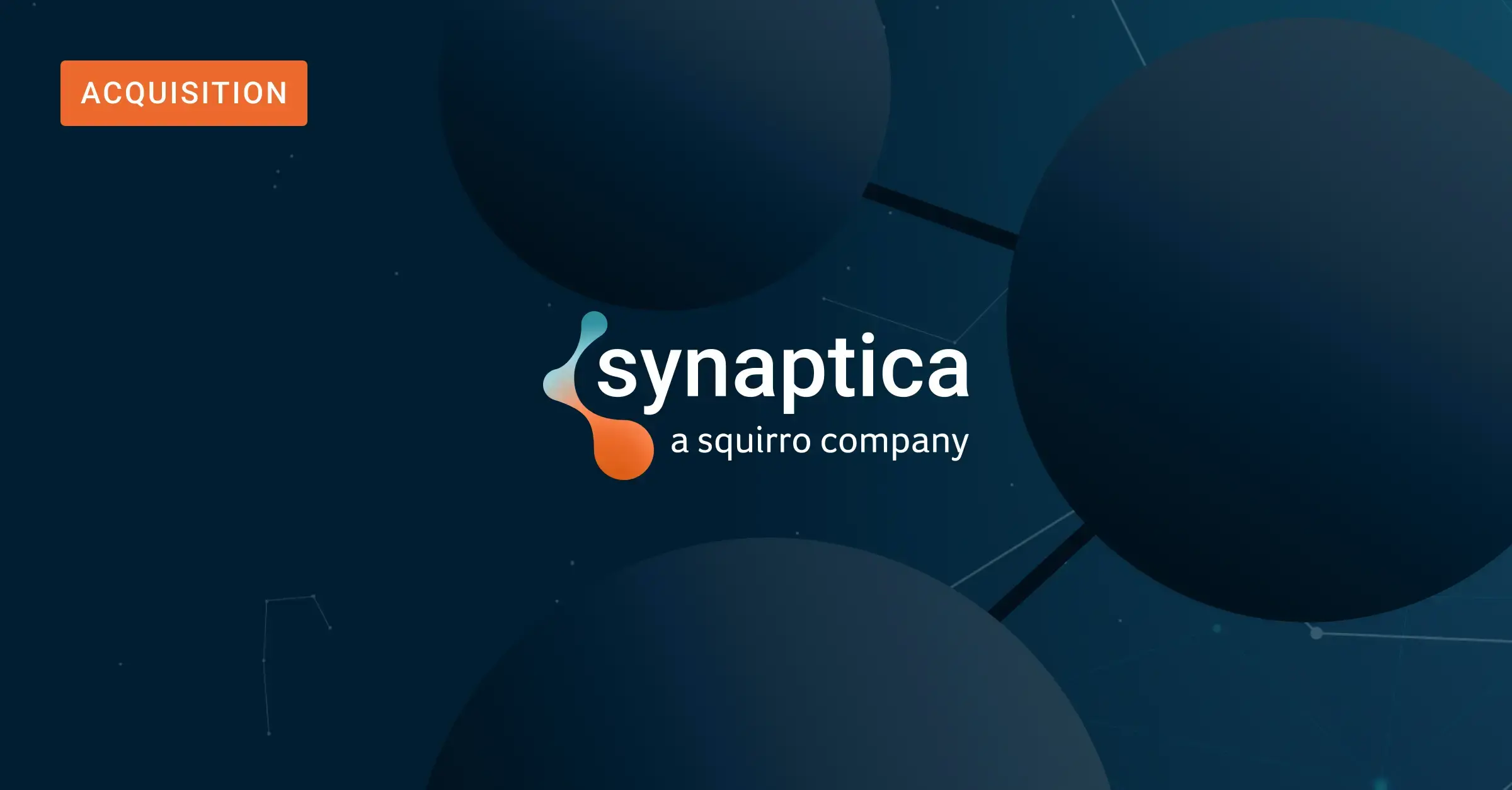 Image of connected nodes with Synaptica, a squirro company logo in front